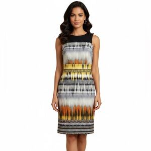 Luxology Colorful Black Mini Dress Tribal Abstract Sheath‎ Dress Wide Straps 6